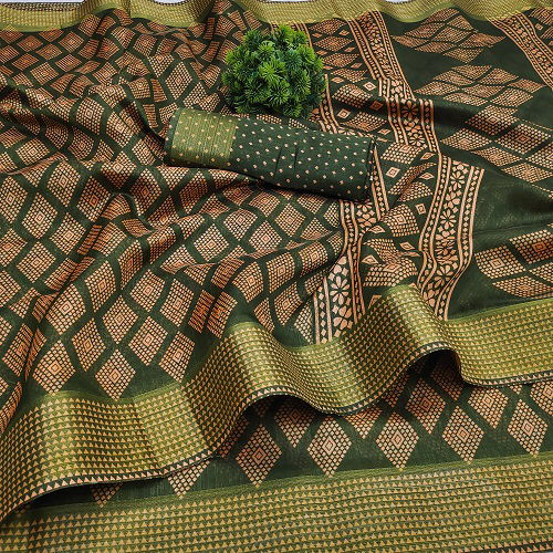 Zari Patta Gold 4 Handloom Regular Wear Wholesale Printed Sarees
